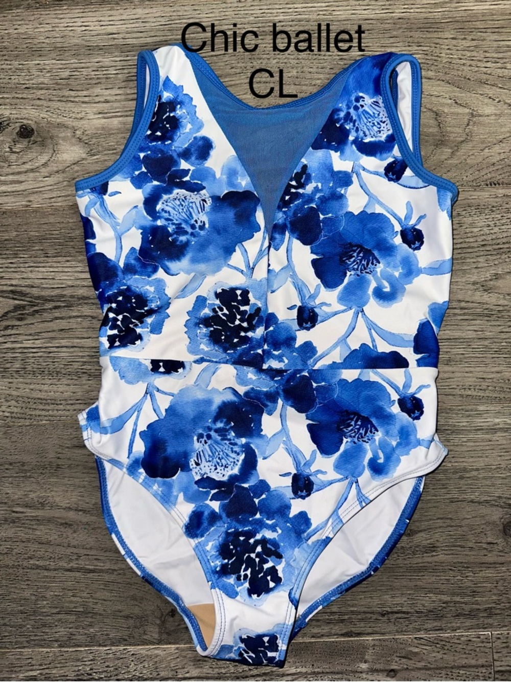 Chic Ballet Blue Floral Leotard
